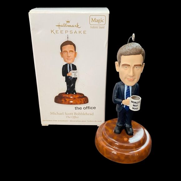 Hallmark The Office Michael Scott Talking Bobblehead Ornament TESTED WORKING - Picture 1 of 10